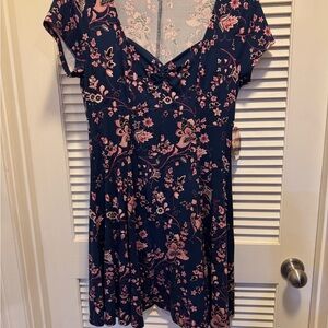 BeBop Navy and Pink Floral Mini Dress